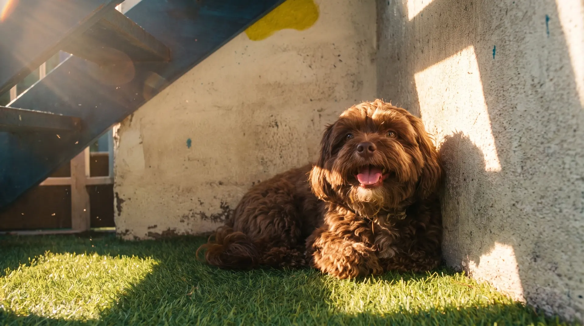 Perrito en un rincón soleado